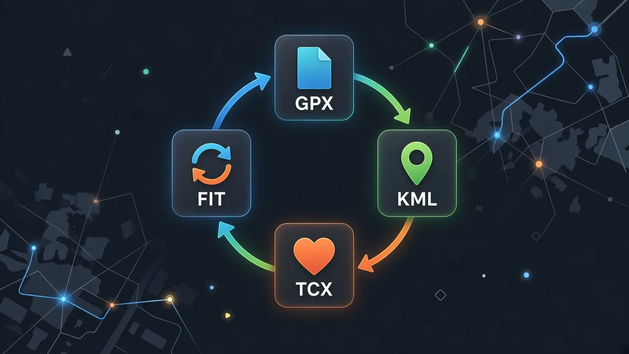 شبكة الأيقونات لتحويل تنسيق GPX KML TCX FIT