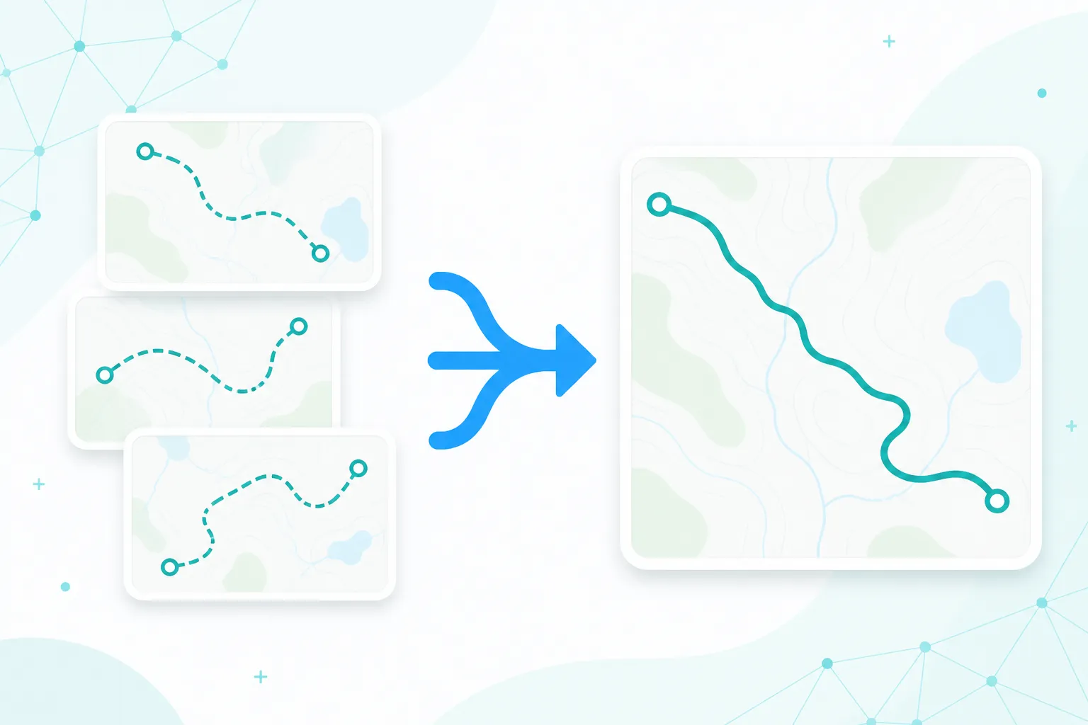 Several GPX day tracks merged into one route