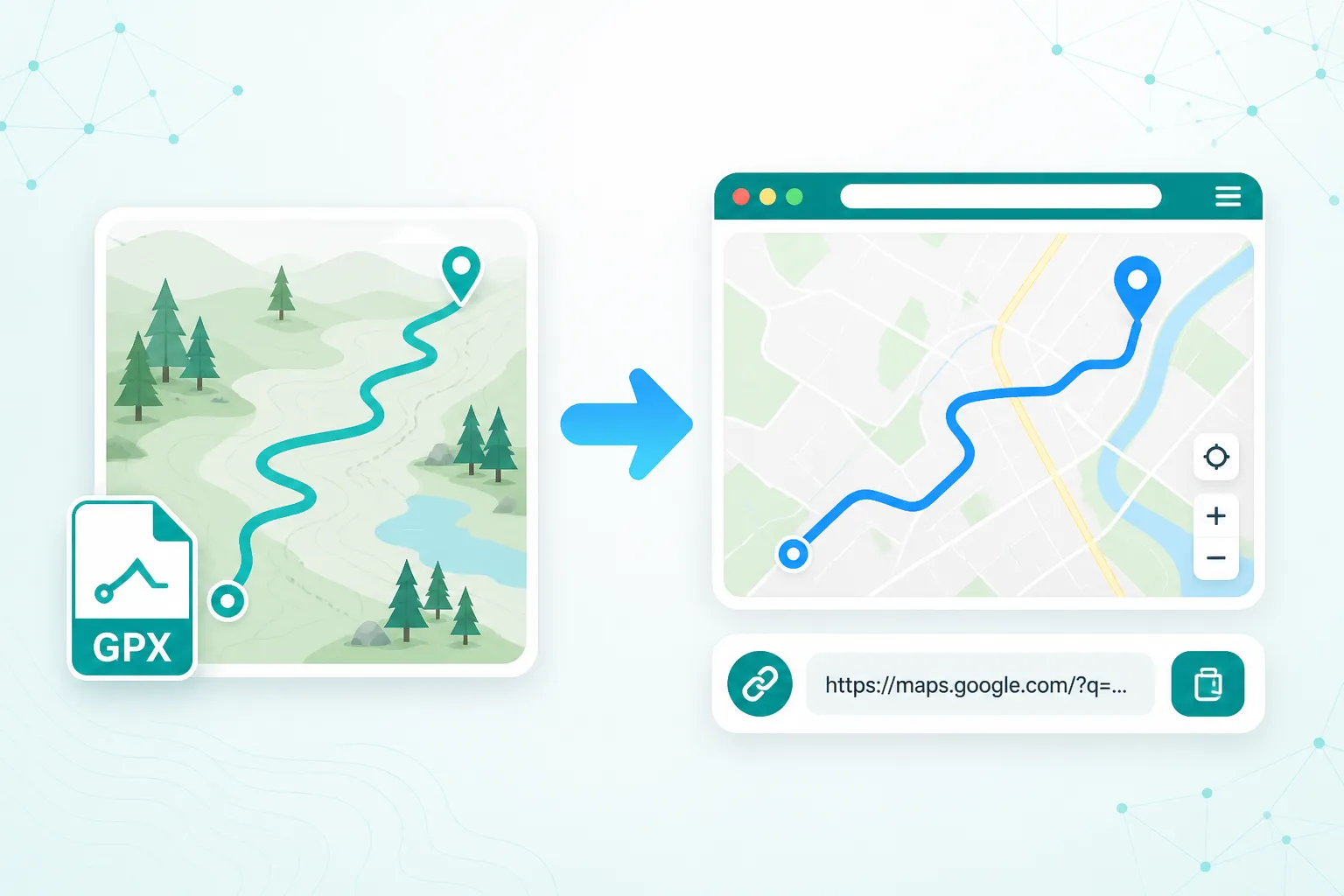 GPX track converted into a Google Maps share link